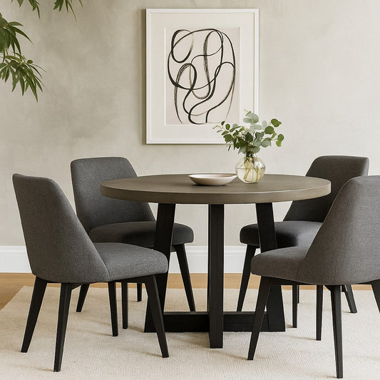 Dining Table | 55" Round | Concrete Top | Gray & Black