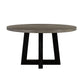 55 Inches Round Concrete Top Dining Table, Gray and Black By Casagear Home