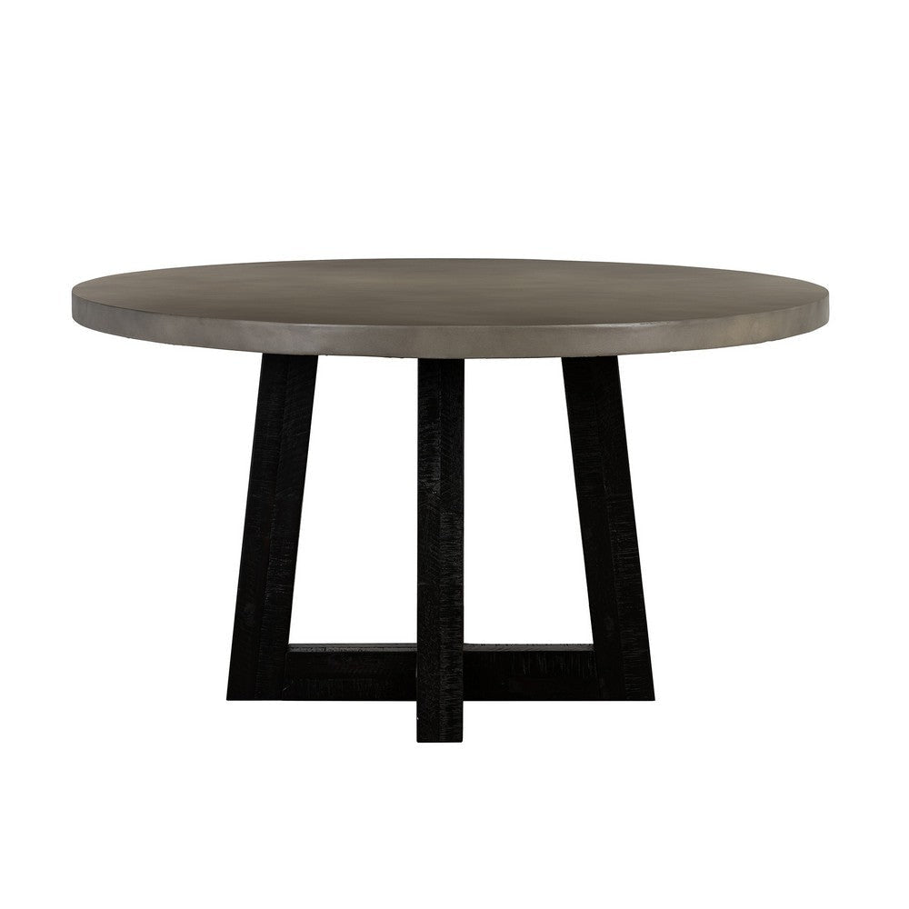 Dining Table | 55" Round | Concrete Top | Gray & Black