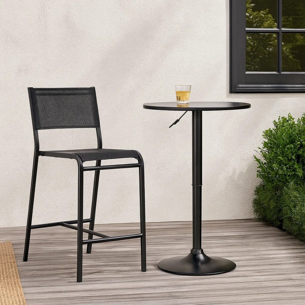 Pub Table | 24" Round | Adjustable Height | Metal Base | Black