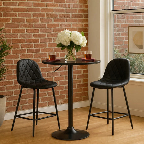 Pub Table | 24" Round | Adjustable Height | Metal Base | Black