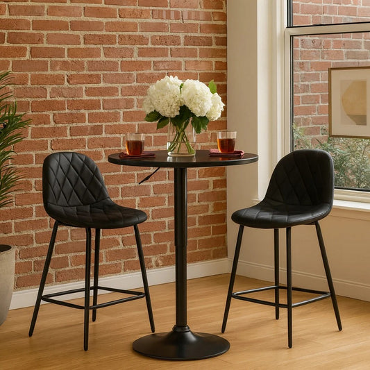 Pub Table | 24" Round | Adjustable Height | Metal Base | Black