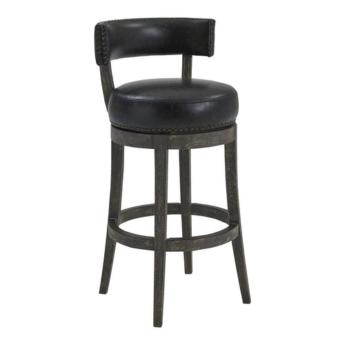 Barstool | 31" | Faux Leather Swivel | Nailhead Trim | Gray