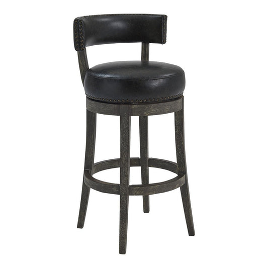 Barstool | 31" | Faux Leather Swivel | Nailhead Trim | Gray