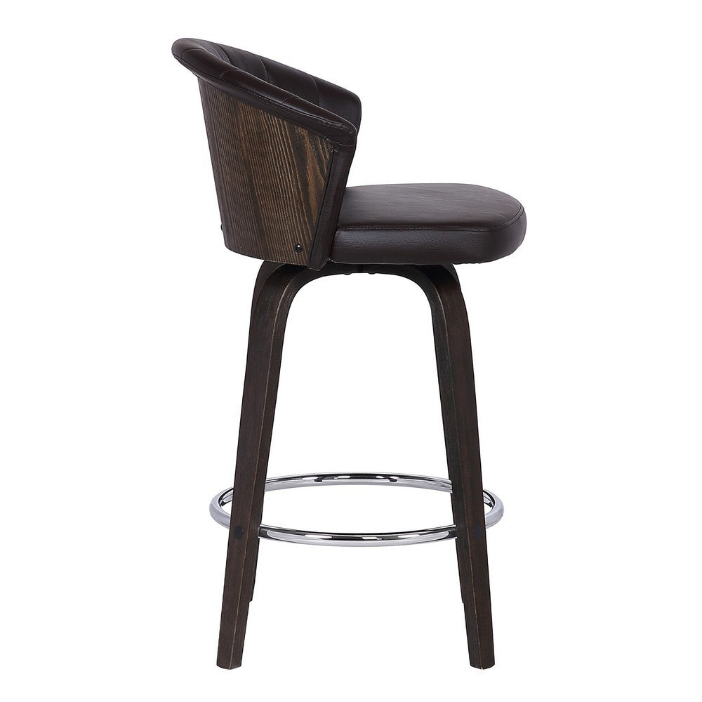 30’’ Channel Stitched Faux Leather Barstool with Tapered Legs Brown By Casagear Home BM236725