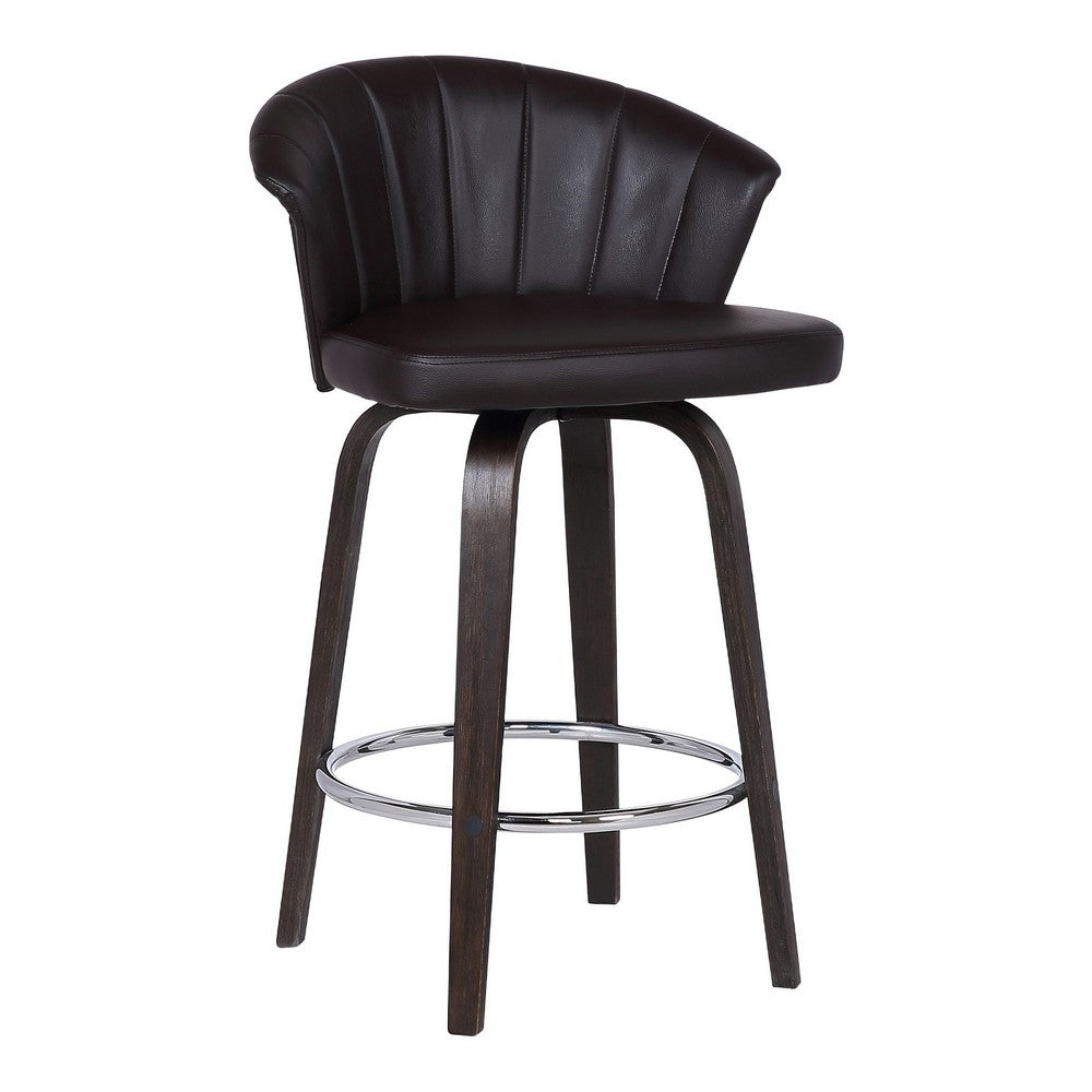 30’’ Channel Stitched Faux Leather Barstool with Tapered Legs Brown By Casagear Home BM236725