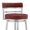 30 Inch Leatherette Counter Height Barstool Silver and Red By Casagear Home BM236762