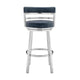 26 Inch Leatherette Counter Height Barstool, Silver and Blue