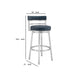 26 Inch Leatherette Counter Height Barstool, Silver and Blue