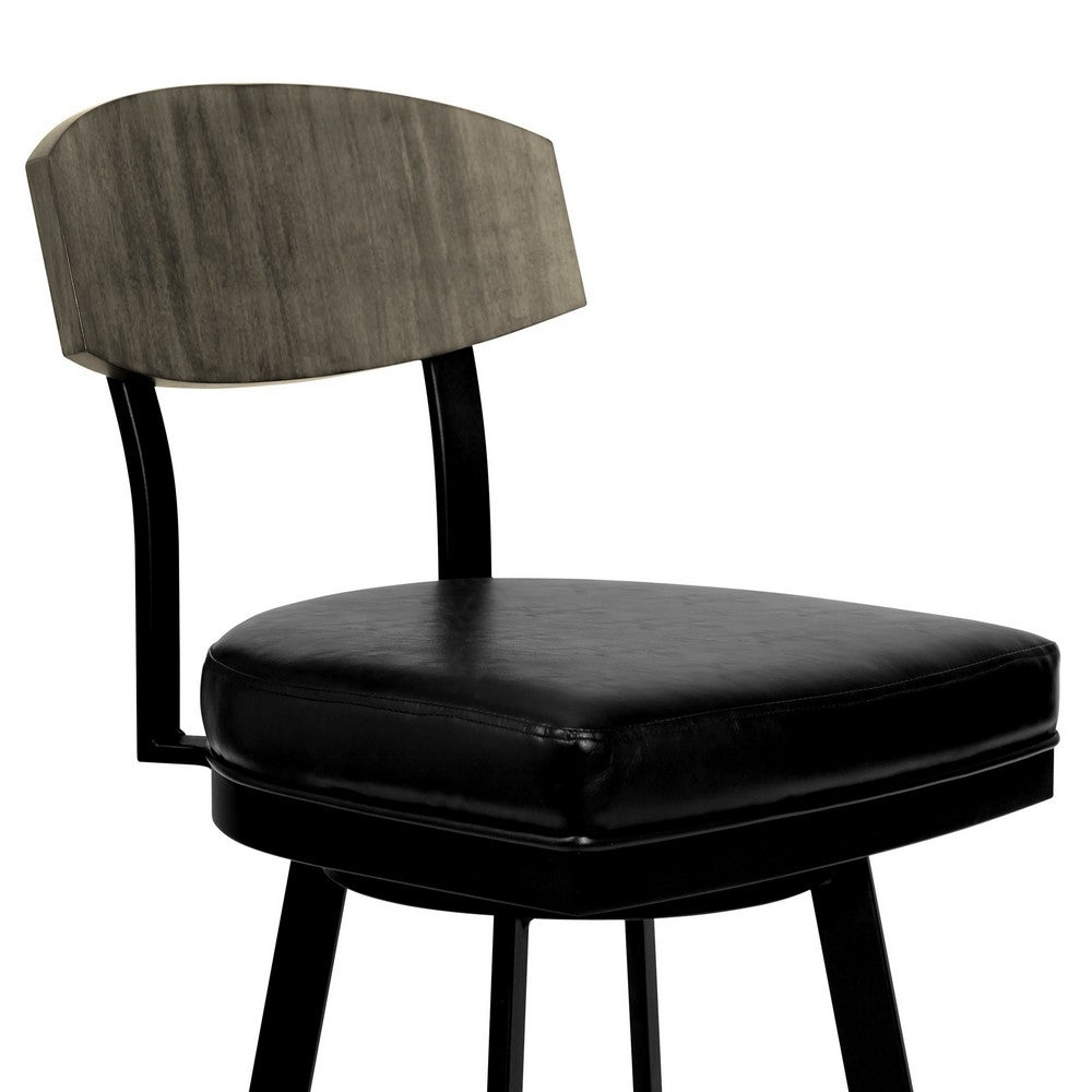 26 Inch Metal and Leatherette Swivel Barstool Black By Casagear Home BM236779