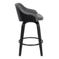 26 Inch Wooden and Leatherette Swivel Barstool Black and Gray By Casagear Home BM236781