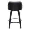 26 Inch Wooden and Leatherette Swivel Barstool Black and Gray By Casagear Home BM236781