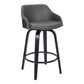 26 Inch Wooden and Leatherette Swivel Barstool Black and Gray By Casagear Home BM236781