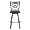 26 Inches Metal Cross Back Counter Barstool with Leatherette Seat Gray By Casagear Home BM236799