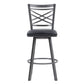 26 Inches Metal Cross Back Counter Barstool with Leatherette Seat Gray By Casagear Home BM236799