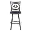 26 Inches Metal Cross Back Counter Barstool with Leatherette Seat Gray By Casagear Home BM236799