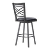 26 Inches Metal Cross Back Counter Barstool with Leatherette Seat Gray By Casagear Home BM236799