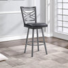 Barstool | 26" | Metal Cross Back | Faux Leather Seat | Gray