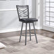 Barstool | 26" | Metal Cross Back | Faux Leather Seat | Gray