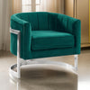 18 Inch Velvet Upholstered Curved Modern Accent Chair, Green - BM236855 By Casagear Home