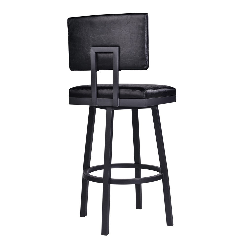 26’’ Lumbar Back Faux Leather Barstool with Stainless Steel Legs Black By Casagear Home BM236920