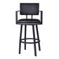 Lumbar Back Faux Leather Barstool with Stainless Steel Legs and Arms, Black By Casagear Home