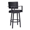 Lumbar Back Faux Leather Barstool with Stainless Steel Legs and Arms Black By Casagear Home BM236921