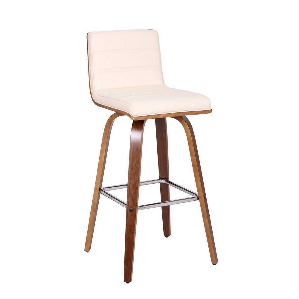 Leatherette Sloped Seat Barstool with Angled Legs Cream By Casagear Home BM236980