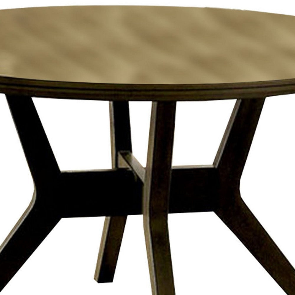 Round Top Wooden Table with Flared Angled Legs Brown BM237128