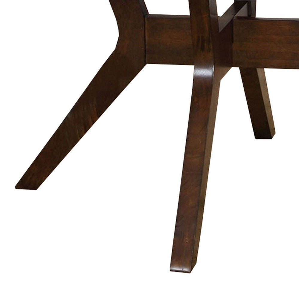 Round Top Wooden Table with Flared Angled Legs Dark Brown By Casagear Home BM237130