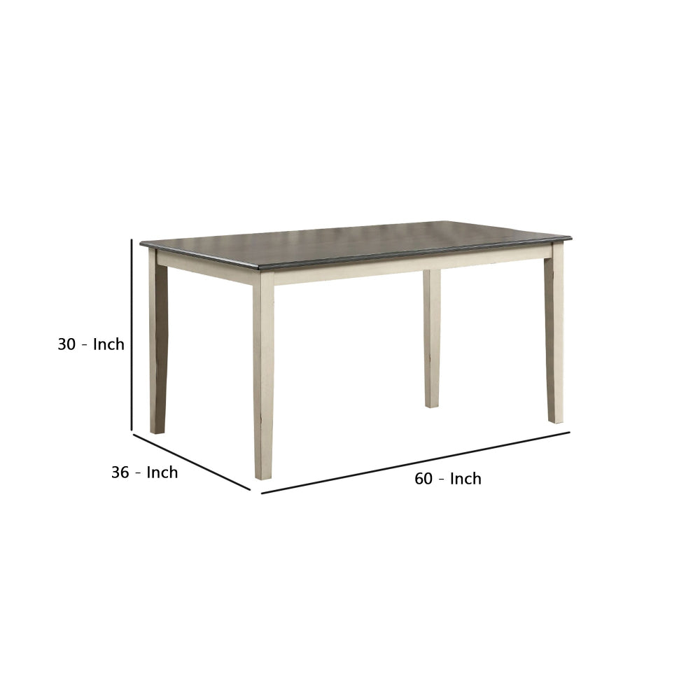 Two Tone Wooden Dining Table with Block Legs White By Casagear Home BM237133
