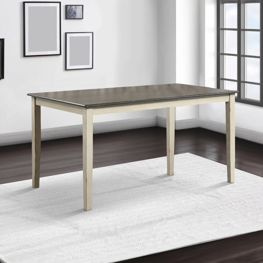 Two Tone Wooden Dining Table with Block Legs, White By Casagear Home