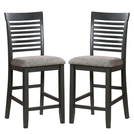 Ladderback Design Wooden Counter Height Chair, Set of 2, Gray By Casagear Home