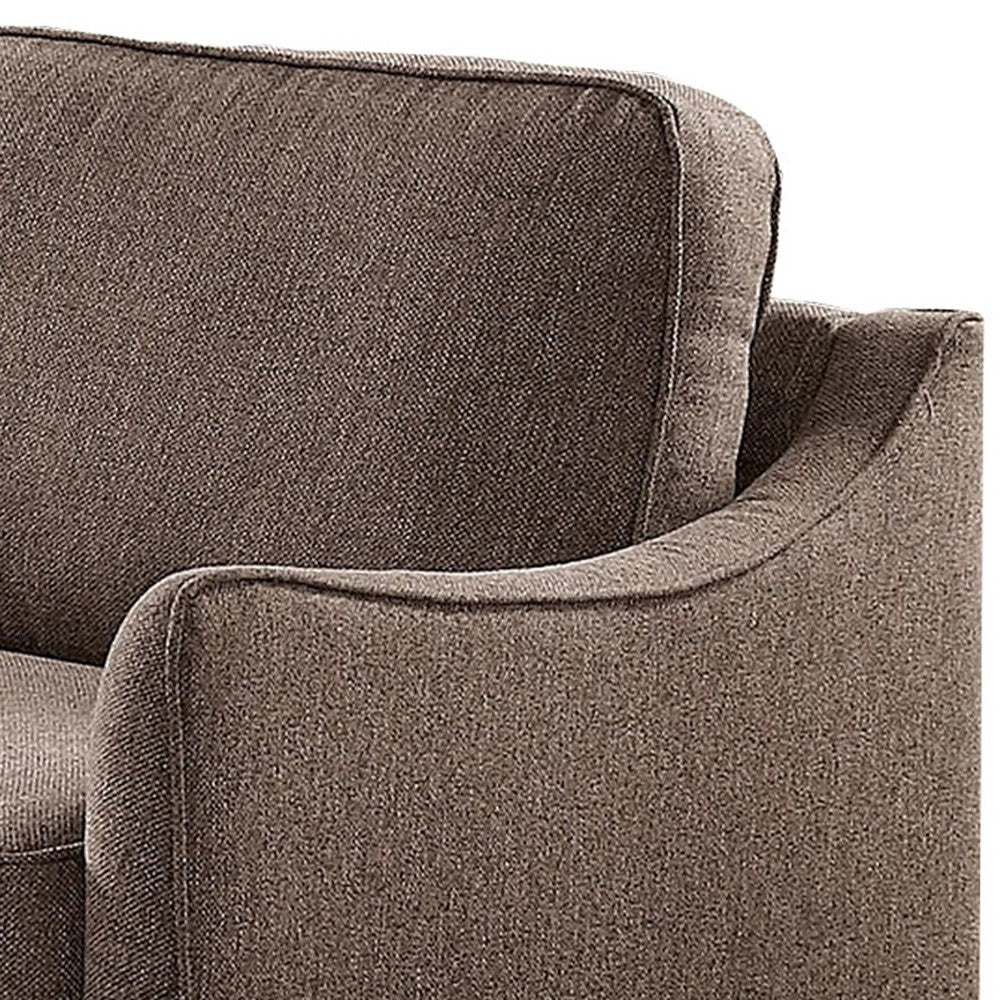 Fabric Upholstered Loveseat with Curved Track Arms and Box Cushions Brown BM237149