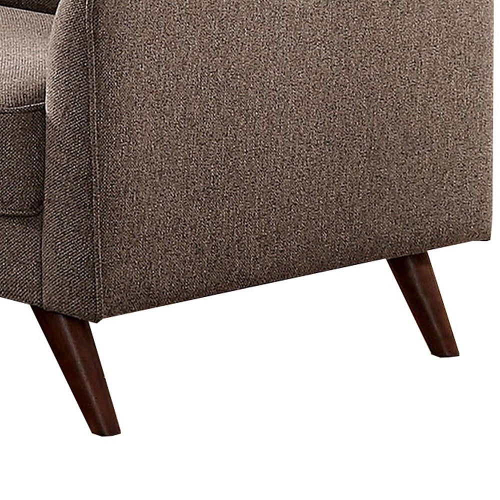 Fabric Upholstered Loveseat with Curved Track Arms and Box Cushions Brown BM237149