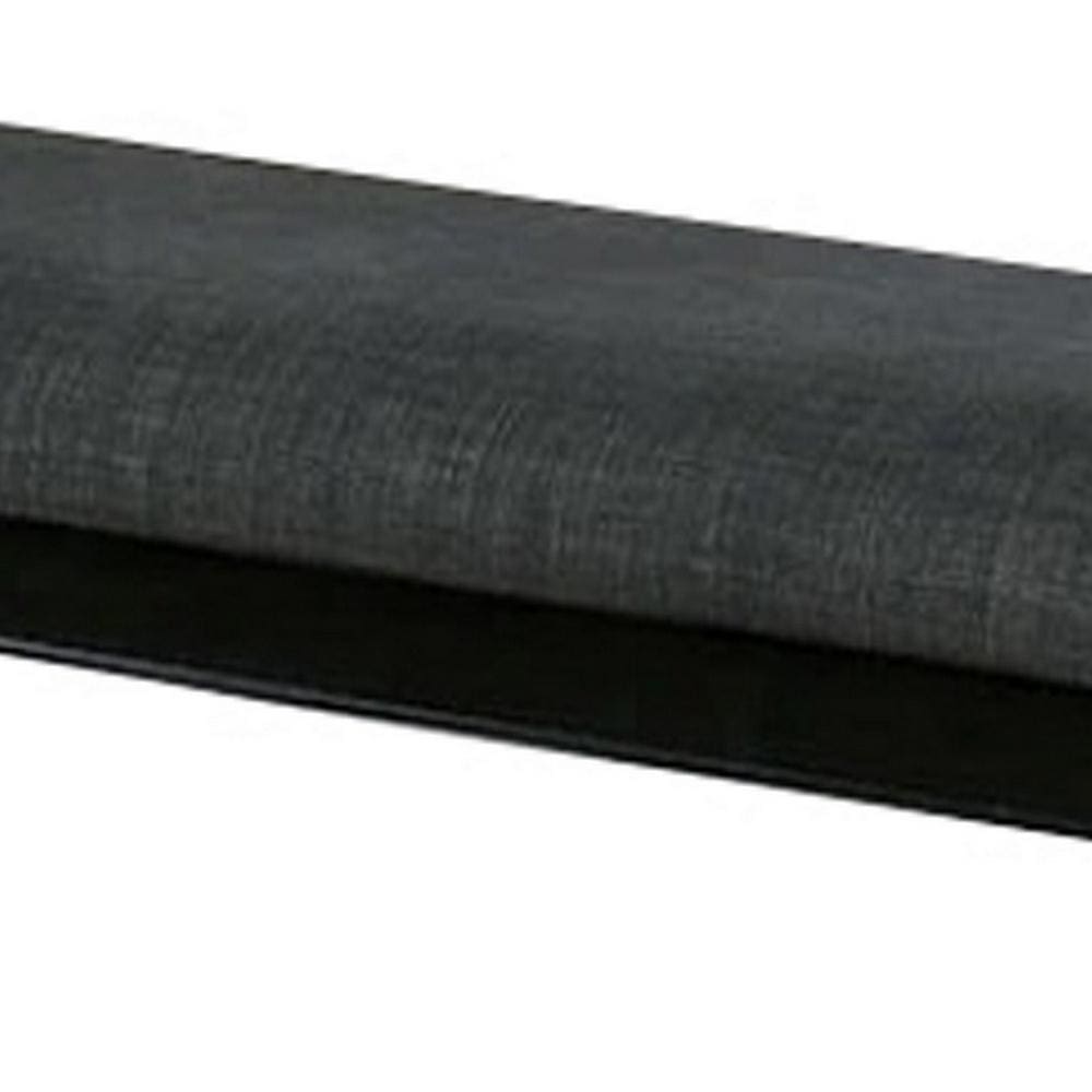 Fabric Seat Bench with Wooden Sleek Block Legs, Black and Gray - BM237156 By Casagear Home