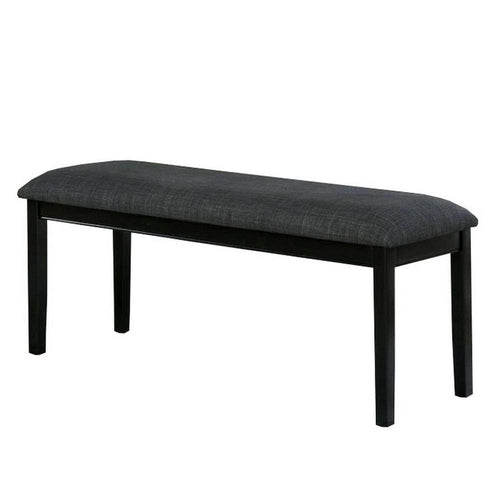Bench | Fabric Seat | Wood Block Legs | Black & Gray