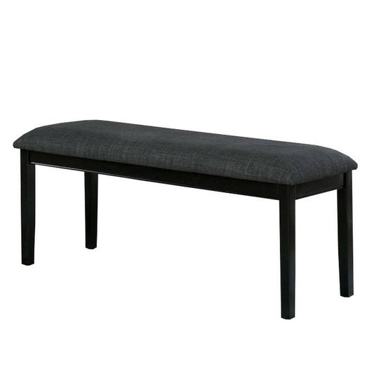 Bench | Fabric Seat | Wood Block Legs | Black & Gray