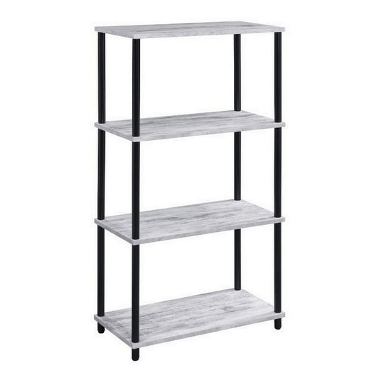 Bookshelf | 4 Tier Design | Metal Tubular Legs | Antique White