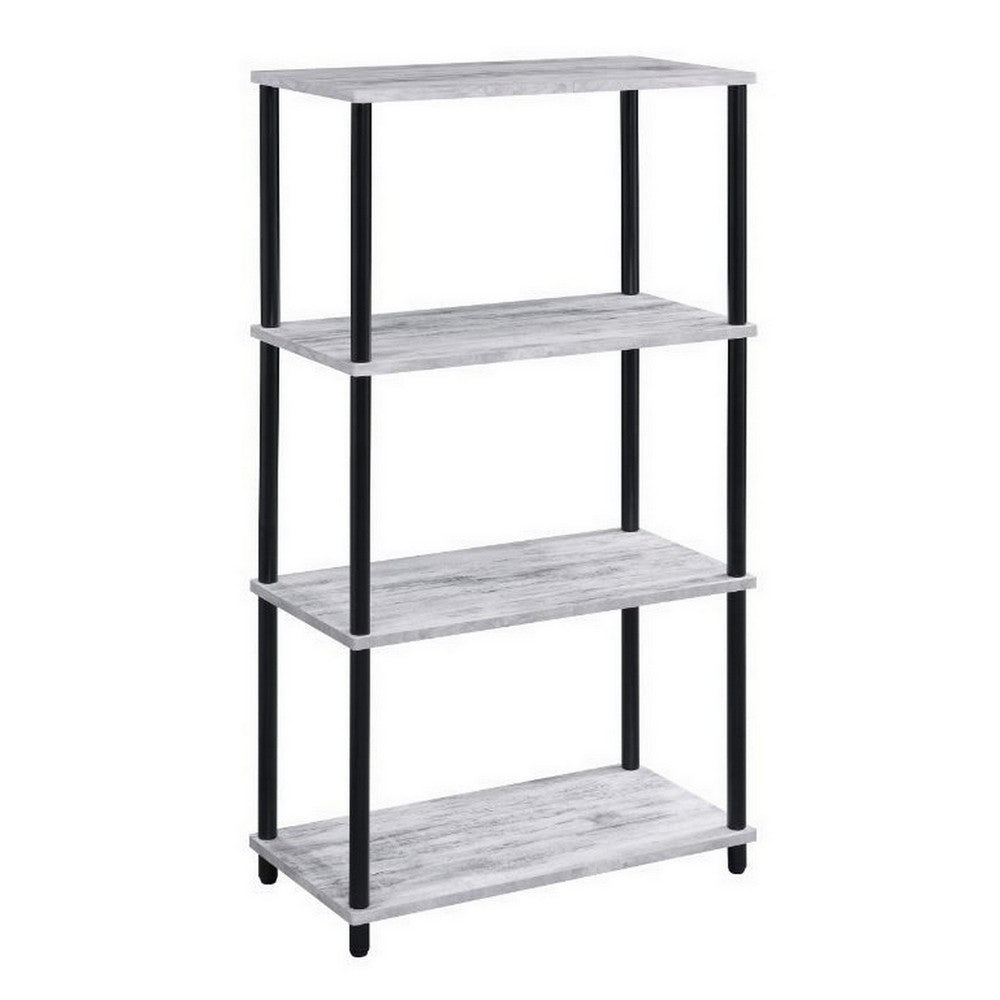 Bookshelf | 4 Tier Design | Metal Tubular Legs | Antique White
