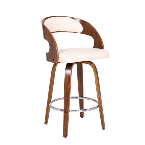 Barstool | Mid Century | Curved Back Swivel | Cream