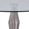 Round Glass Top Dining Table with Geometric Pedestal Base Silver By Casagear Home BM237224