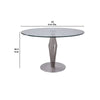 Round Glass Top Dining Table with Geometric Pedestal Base Silver By Casagear Home BM237224