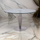 Dining Table | Round Glass Top | Geometric Pedestal Base | Silver