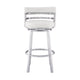 Barstool | Faux Leather | Curved Back | Swivel Mechanism | White
