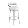 Barstool | Faux Leather | Curved Back | Swivel Mechanism | White