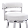 Barstool | Faux Leather | Curved Back | Swivel Mechanism | White