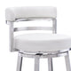 Barstool | Faux Leather | Curved Back | Swivel Mechanism | White