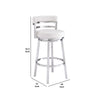 Barstool | Faux Leather | Curved Back | Swivel Mechanism | White