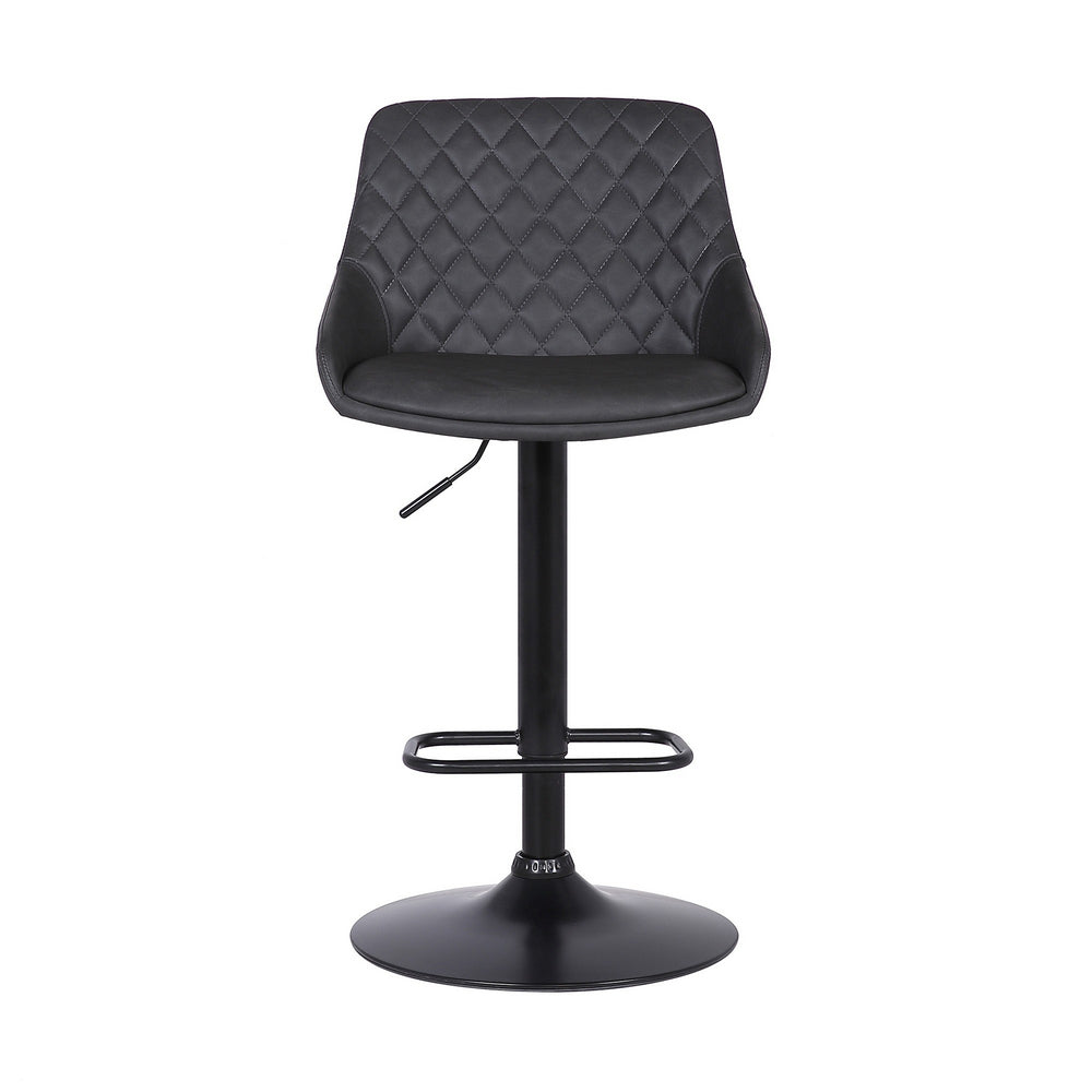 Metal and Leatherette Bar Stool with Adjustable Height, Black By Casagear Home